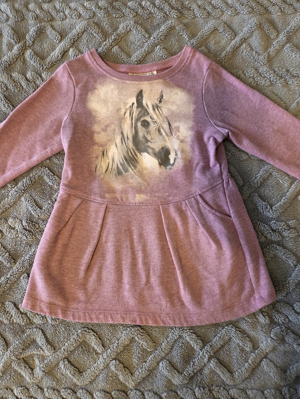 Shyanne Mauve-Pink Horse Graphic Long Sleeve Tunic, 4T